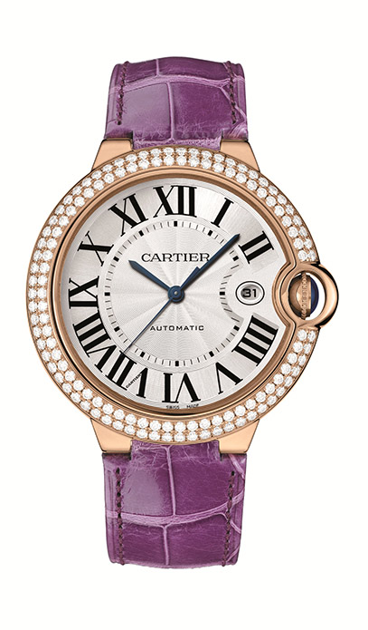 Cartier Ballon Bleu de Cartier 玫瑰金鑲鑽自動腕錶,1,500,000元。